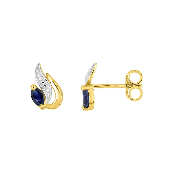 Boucles d'oreilles clou saphir Or Jaune 750 rhodiée