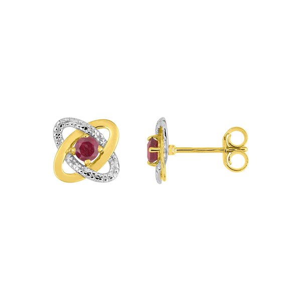 Boucles d'oreilles clou rubis Or Jaune 750 rhodiée