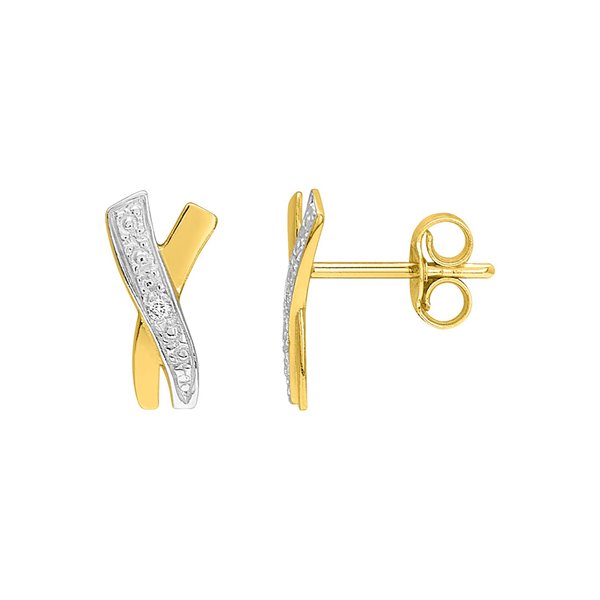 Boucles d'oreilles clou diamant 0.01ct Or Jaune et blanc Or 750