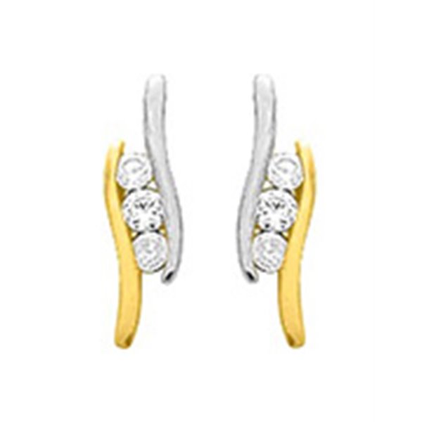 Boucles d'oreilles clou oxyde(s) de zirconium Or Jaune 750 rhodiée