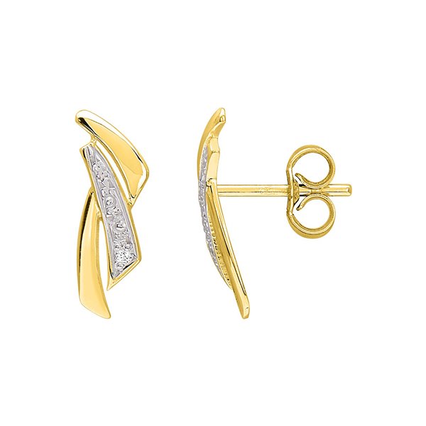 Boucles d'oreilles clou diamant 0.01ct Or Jaune et blanc Or 750