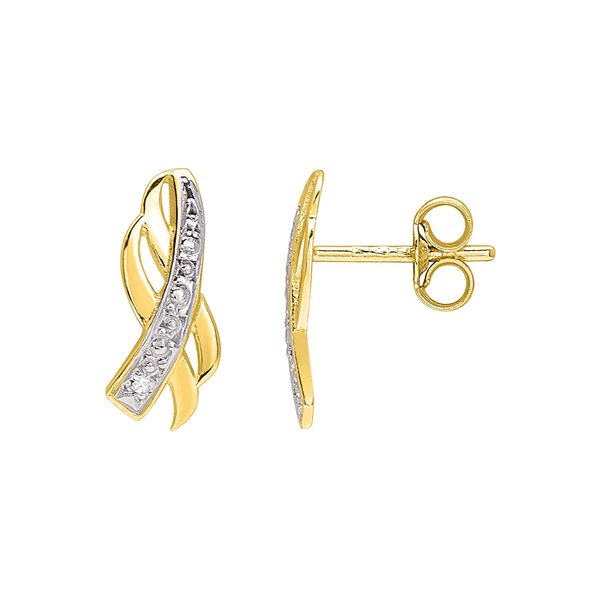 Boucles d'oreilles clou diamant 0.01ct Or Jaune et blanc Or 750