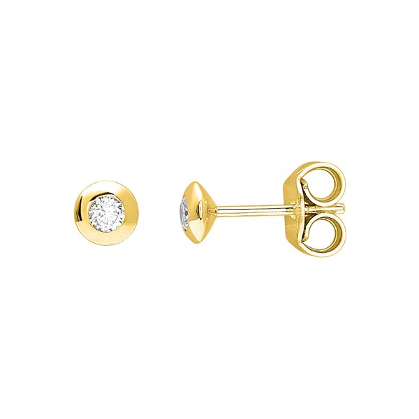 Boucles d'oreilles clou diamant 0.12ct Or Jaune 750