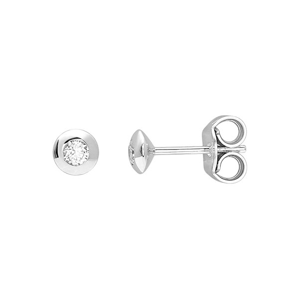 Boucles d'oreilles clou diamant 0.12ct Or Blanc 750