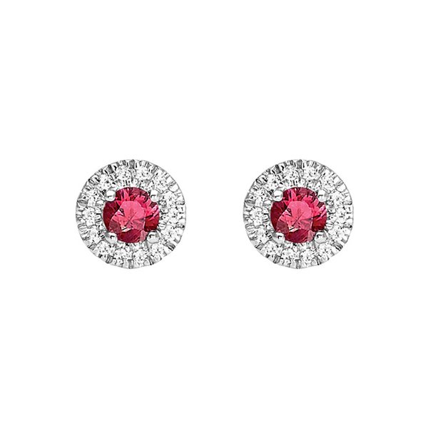 Boucles d'oreilles clou diamant 0.08ct rubis Or Blanc 750