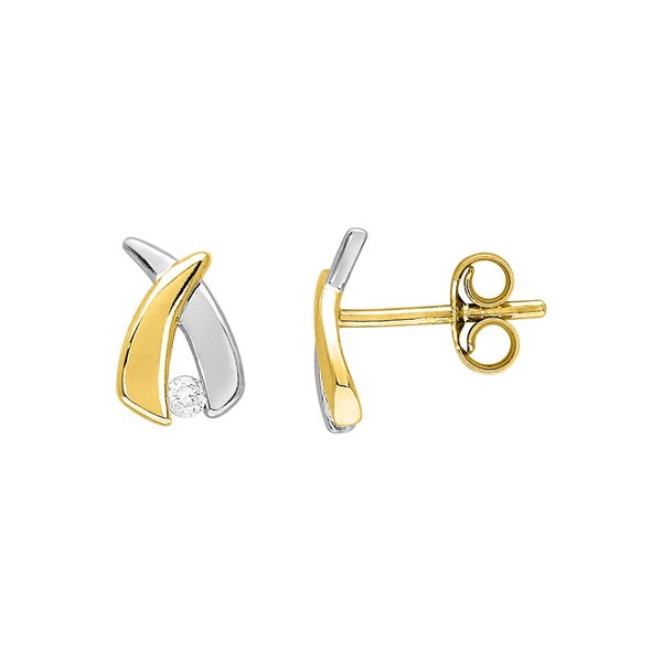 Boucles d'oreilles clou diamant 0.04ct Or Jaune et blanc Or 750