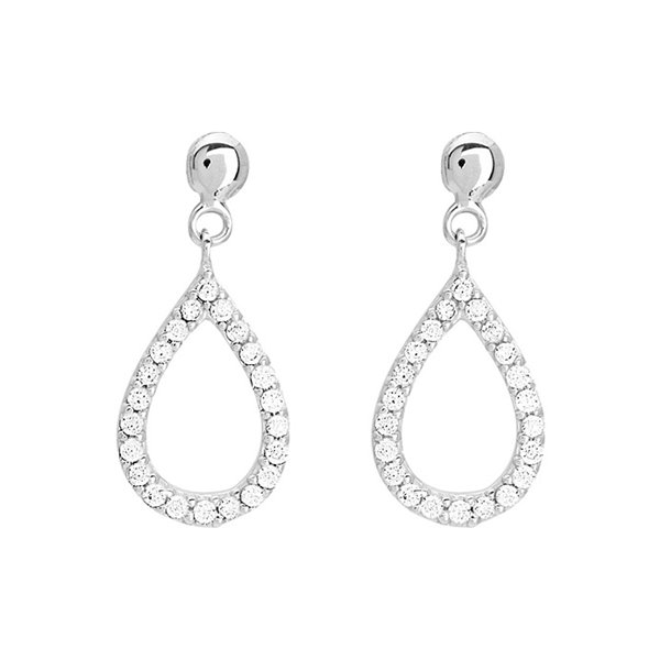 Boucles d'oreilles pendantes oxyde(s) de zirconium Or Blanc 750