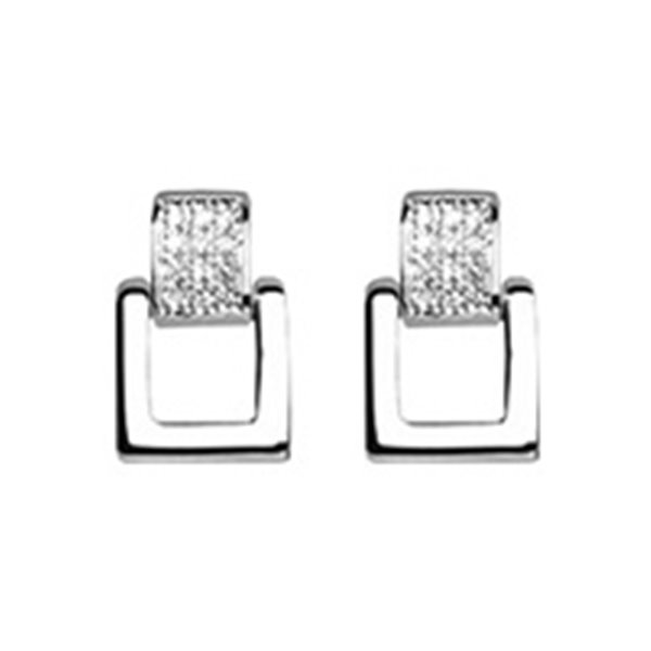 Boucles d'oreilles pendantes oxyde(s) de zirconium Or Blanc 750