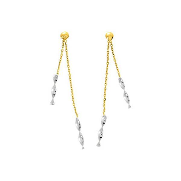 Boucles d'oreilles pendantes Or Jaune et blanc Or 750