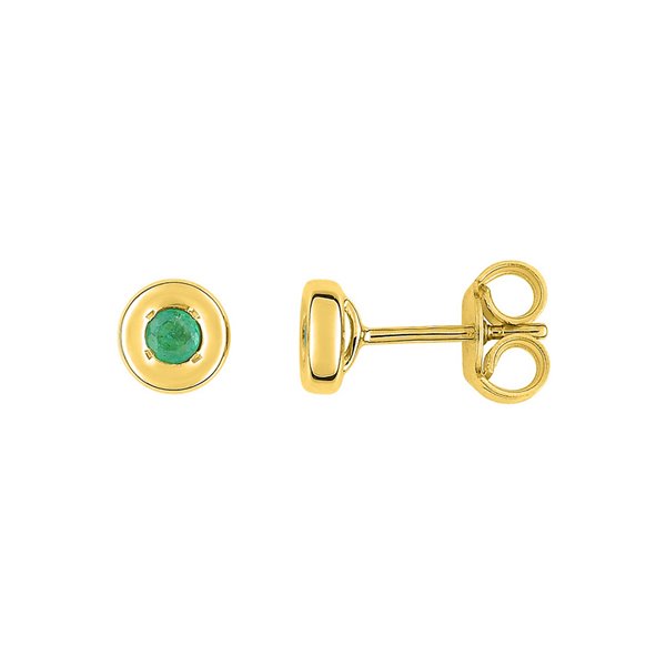 Boucles d'oreilles clou émeraude 2.5mm Or Jaune 750