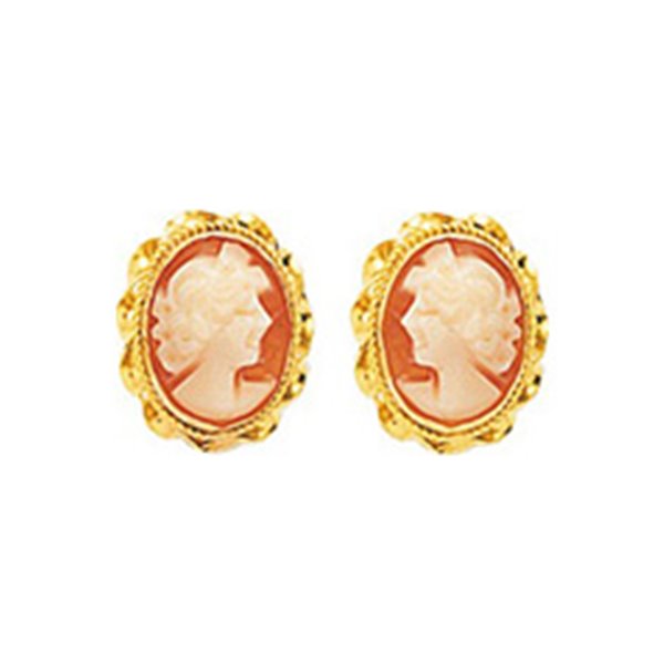 Boucles d'oreilles clou camée Or Jaune 750