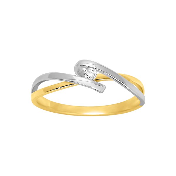 Solitaire diamant 0.04ct Or Jaune 750 rhodiée