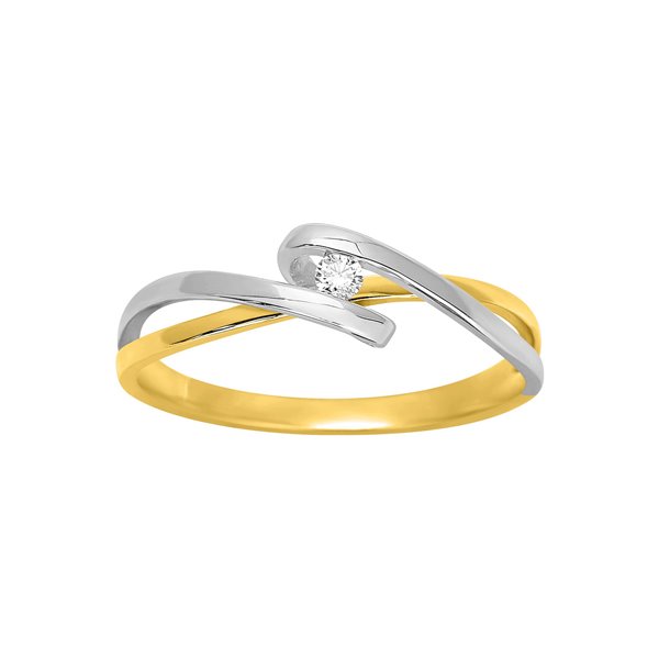 Solitaire diamant 0.04ct Or Jaune 750 rhodiée