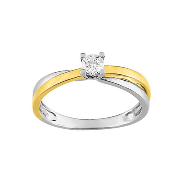 Solitaire serti.griffes diamant 0.16ct Or Blanc 750