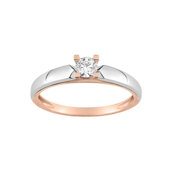 Solitaire diamant 0.20ct Or Rose et Blanc Or 750