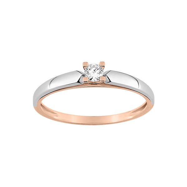 Solitaire diamant 0.095ct Or Rose et Blanc Or 750