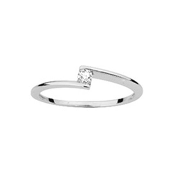 Solitaire diamant 0.07ct Or Blanc 375