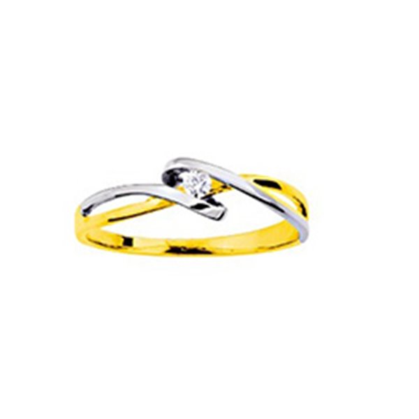 Solitaire diamant 0.04ct Or Jaune 375 rhodiée