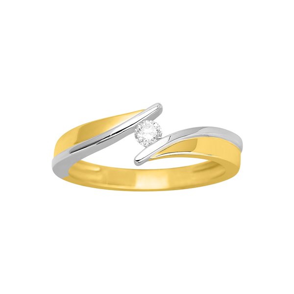 Solitaire diamant 0.10ct Or Jaune 750 rhodiée