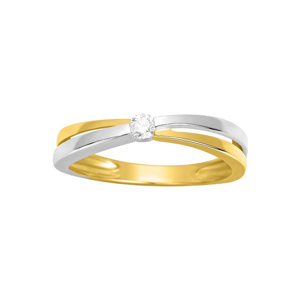 Solitaire diamant 0.07ct Or Jaune et blanc Or 750