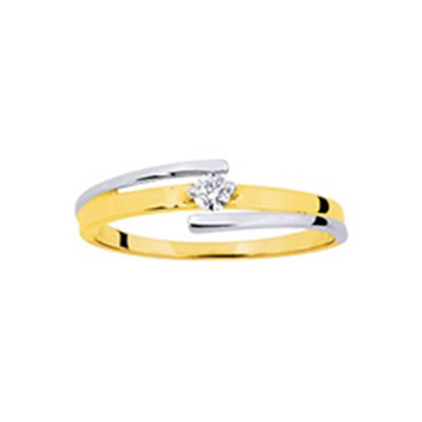 Solitaire diamant 0.07ct Or Jaune 750 rhodiée