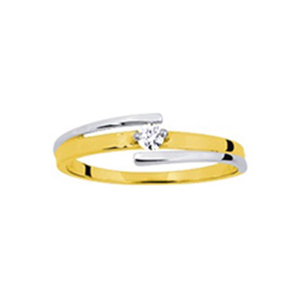 Solitaire diamant 0.07ct Or Jaune 750 rhodiée