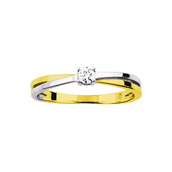 Solitaire diamant 0.10ct Or Jaune et blanc Or 750