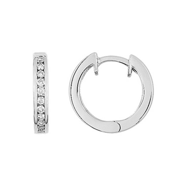 Boucles d'oreilles créoles diamant 0.18ct Or Blanc 750