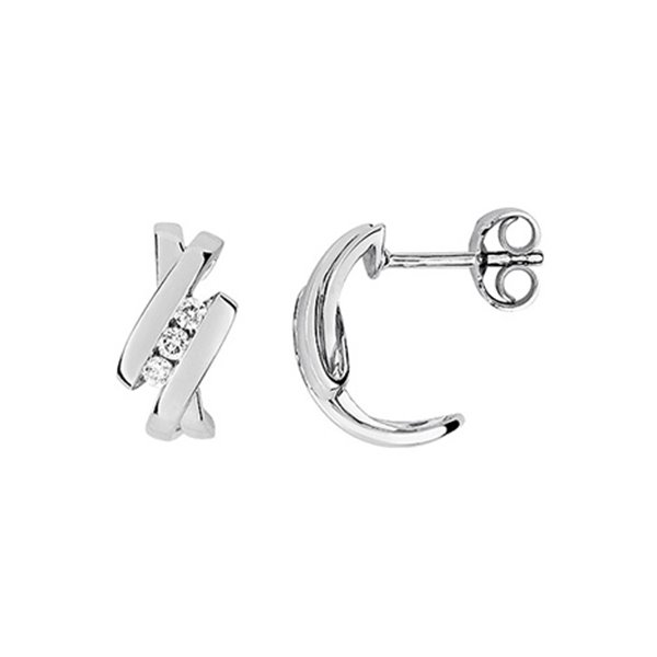 Boucles d'oreilles créoles diamant 0.12 Or Blanc 750