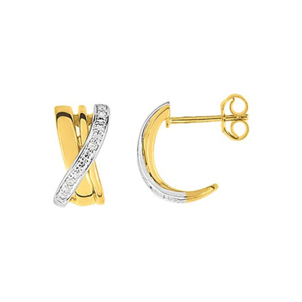 Boucles d'oreilles créoles diamant 0.03 bicolore Or 750