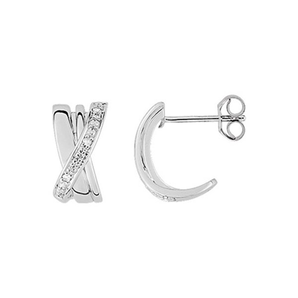 Boucles d'oreilles créoles diamant 0.03 Or Blanc 750