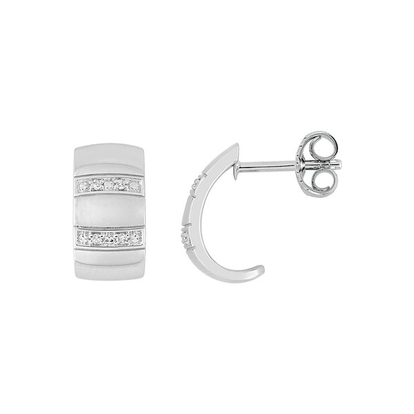 Boucles d'oreilles créoles diamant 0.032 Or Blanc 750