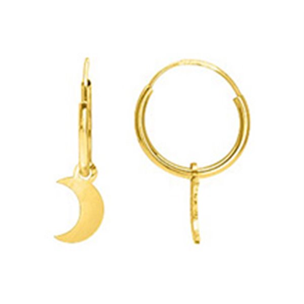 Boucles d'oreilles créoles motif.lune Or Jaune 375