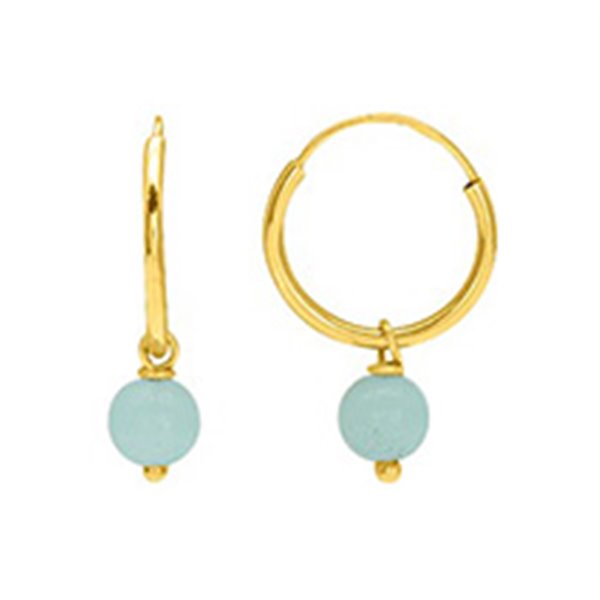 Boucles d'oreilles créoles amazonite .boule Or Jaune 375