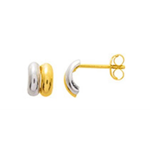 Boucles d'oreilles Or Jaune et Blanc Or 750