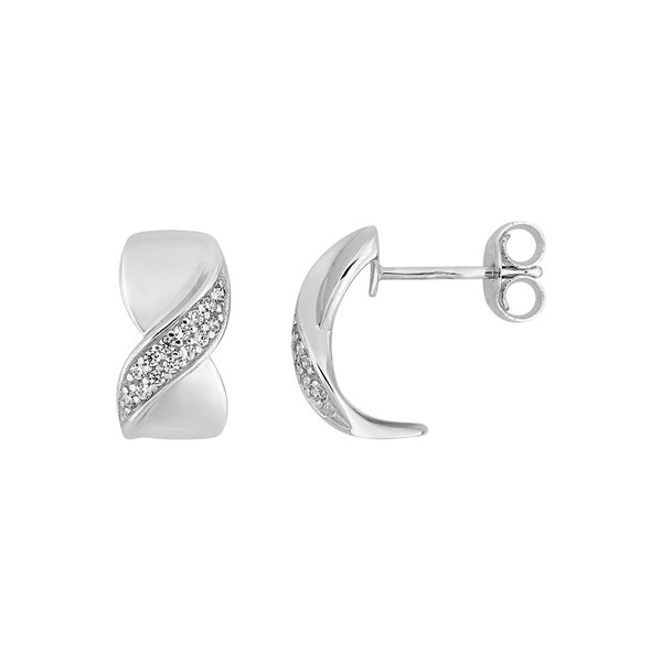 Boucles d'oreilles créoles oxyde(s) de zirconium blanc Or Blanc 375