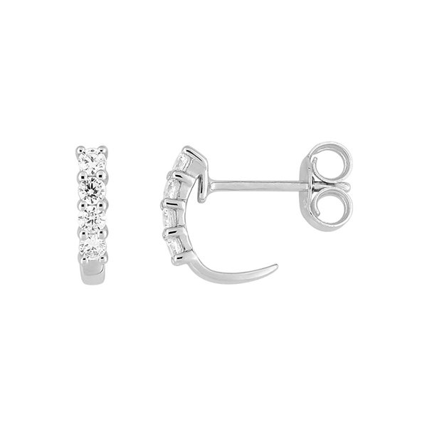 Boucles d'oreilles créoles oxyde(s) de zirconium Or Blanc 375