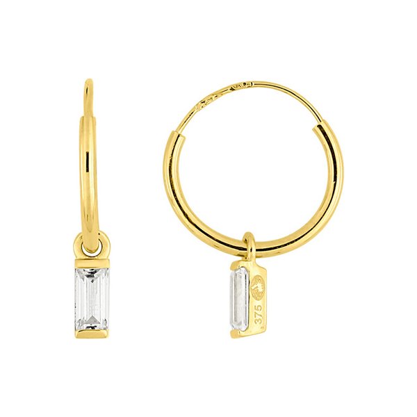 Boucles d'oreilles créoles oxyde(s) de zirconium Or Jaune 375