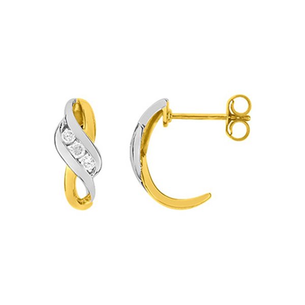 Boucles d'oreilles créoles oxyde(s) de zirconium bicolore Or 375