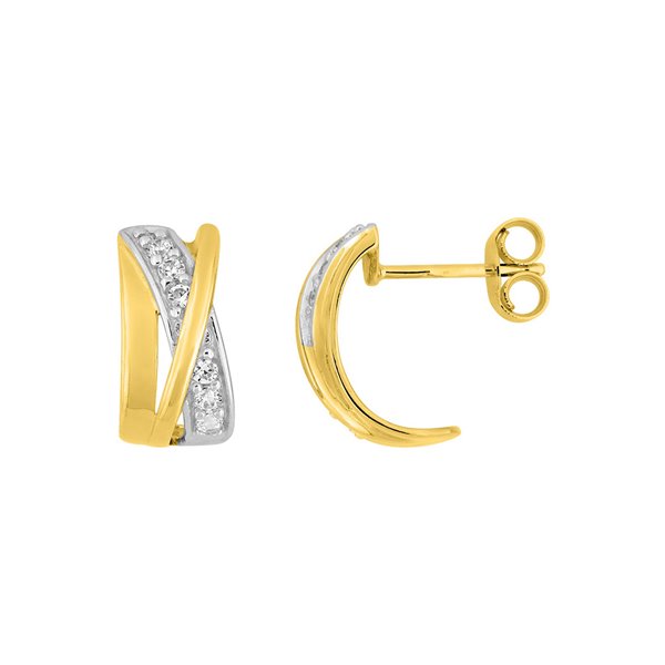 Boucles d'oreilles créoles oxyde(s) de zirconium Or Jaune 375 rhodiée