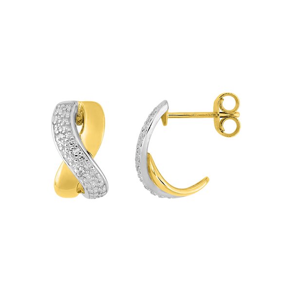 Boucles d'oreilles créoles diamant 0.032 Or Jaune 375 rhodiée