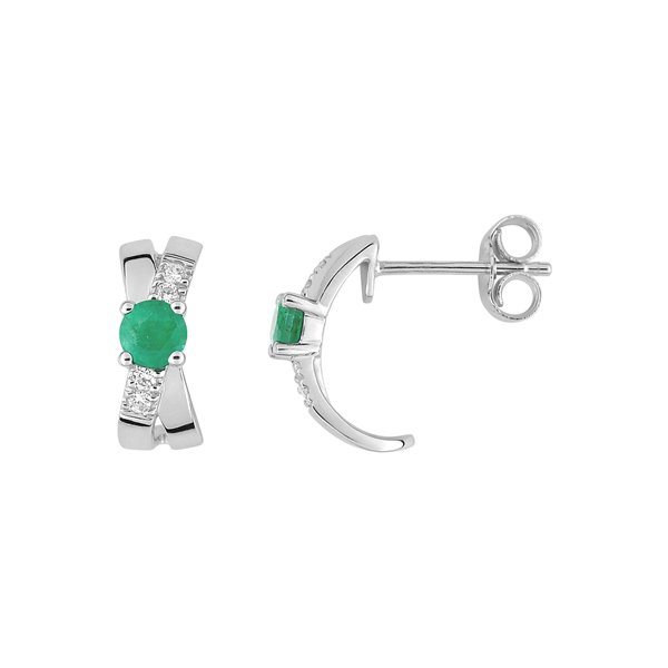 Boucles d'oreilles créoles émeraude oxyde(s) de zirconium Or Blanc 375