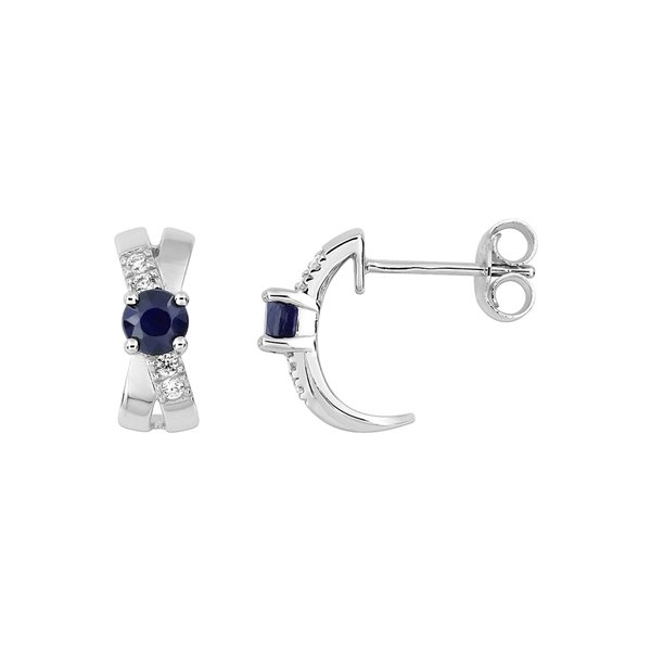 Boucles d'oreilles créoles saphir trilogie oxyde(s) de zirconium Or Blanc 375