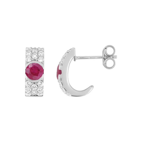 Boucles d'oreilles créoles rubis oxyde(s) de zirconium Or Blanc 375