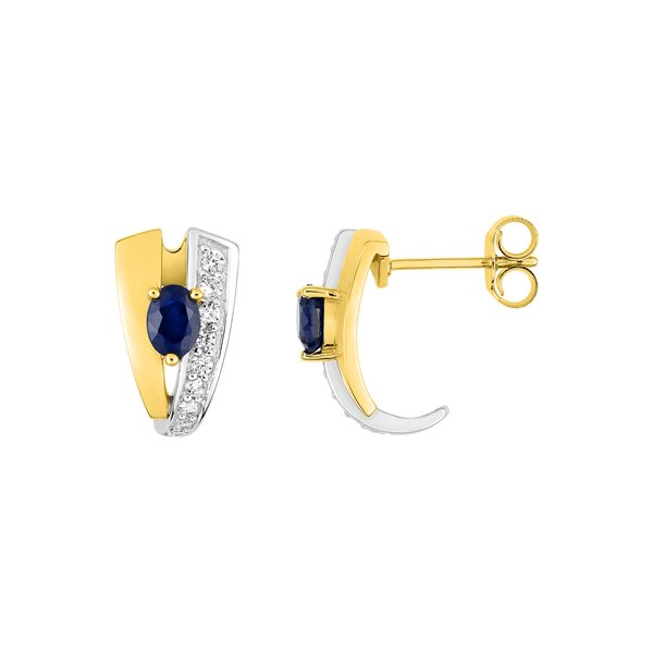 Boucles d'oreilles créoles saphir trilogie oxyde(s) de zirconium Or Jaune 375 rhodiée