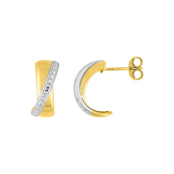 Boucles d'oreilles créoles diamant 0.01 Or Jaune 375 rhodiée