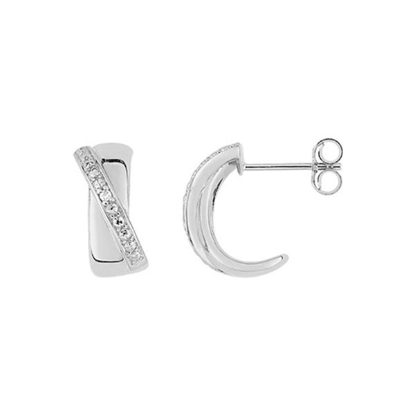 Boucles d'oreilles créoles diamant 0.010 Or Blanc 375