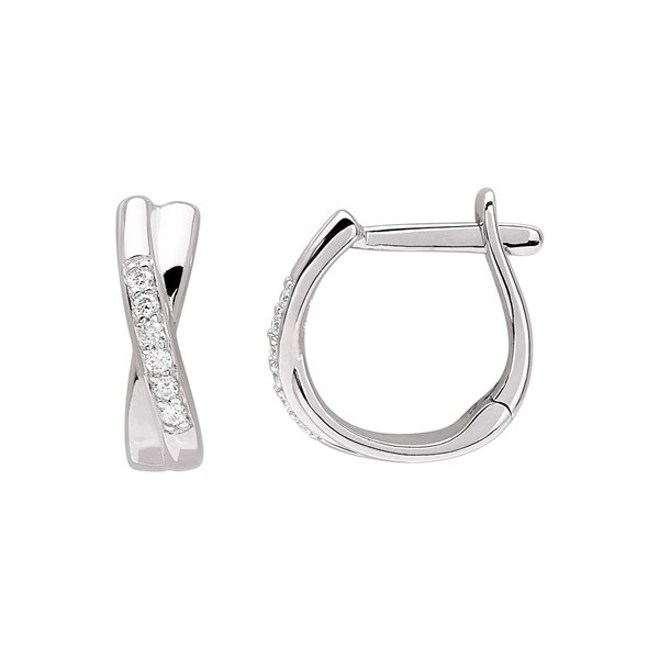 Boucles d'oreilles créoles diamant 0.08ct Or Blanc 750