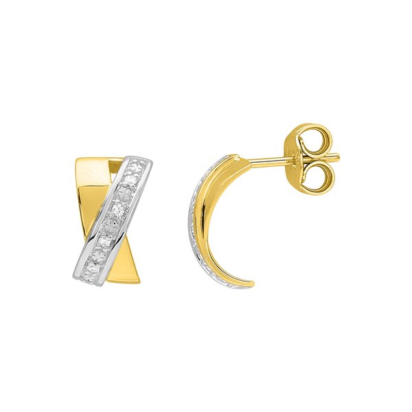 Boucles d'oreilles créoles diamant 0.04ct Or Jaune et blanc Or 750