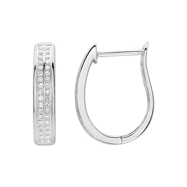 Boucles d'oreilles créoles diamant 0.18ct Or Blanc 750